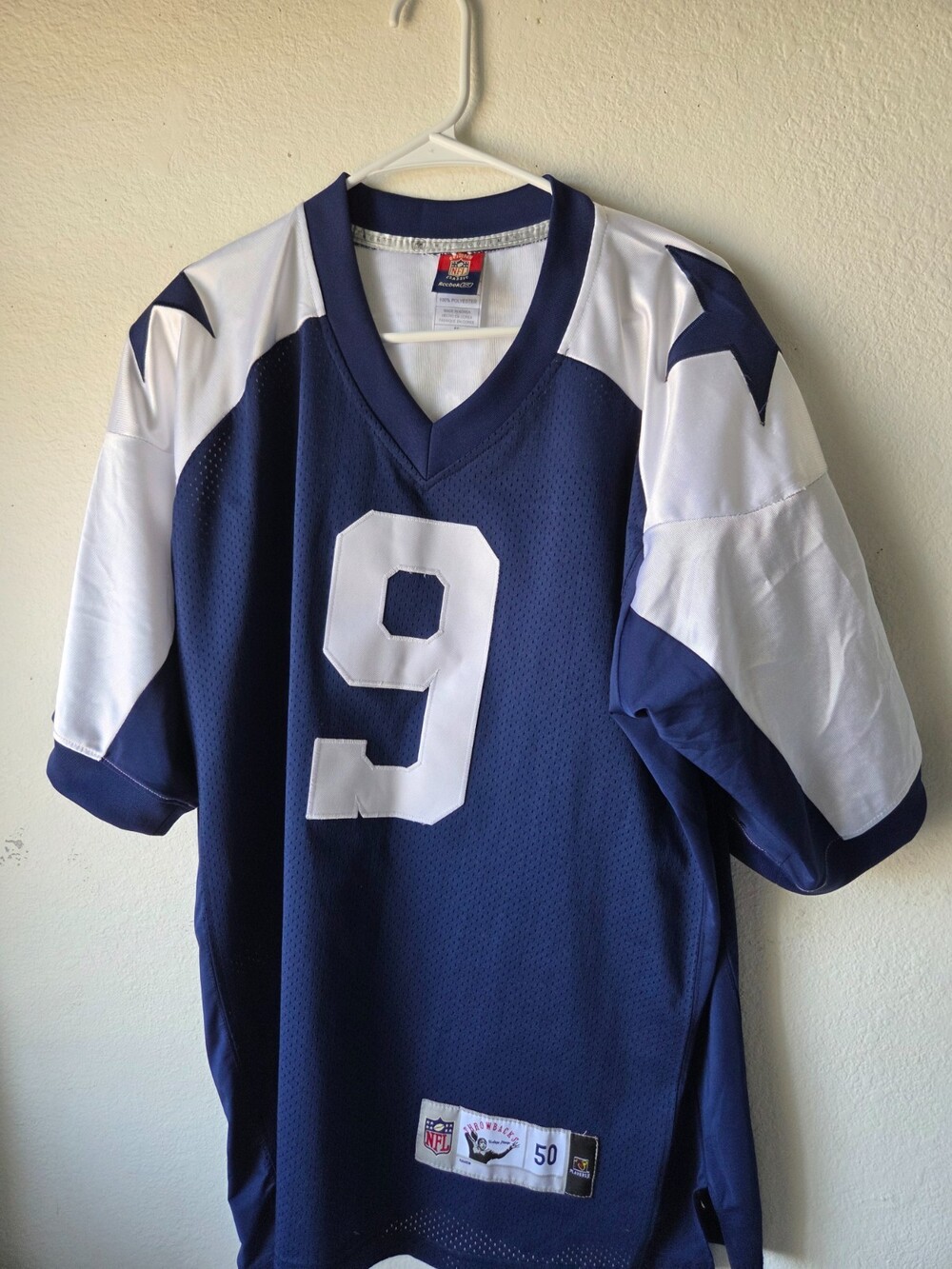 Tony Romo Dallas Cowboys #9 Reebok Throwbacks NFL Jersey Blue Size 50